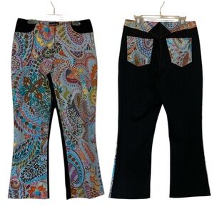Bebe Small or XS 2-Tone Printed Floral Paisley Cropped Mini Flare Pants